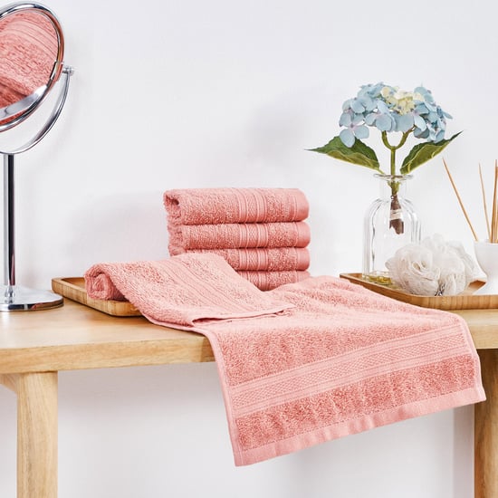 TRIDENT Soft and Plush Coral Textured Cotton Face Towels - 30x30cm - Set of 6