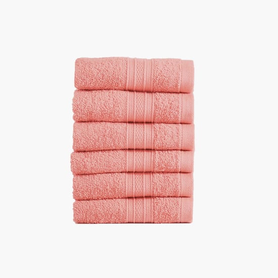 TRIDENT Soft and Plush Coral Textured Cotton Face Towels - 30x30cm - Set of 6
