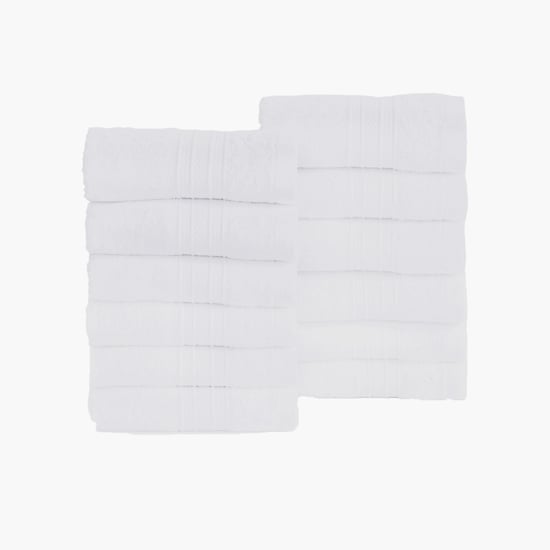 TRIDENT Soft and Plush White Textured Cotton Face Towels - 30x30cm - Set of 12