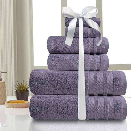 TRIDENT Finesse Purple Cotton Ultra Soft Zero Twist Towel Set - 6 Pcs