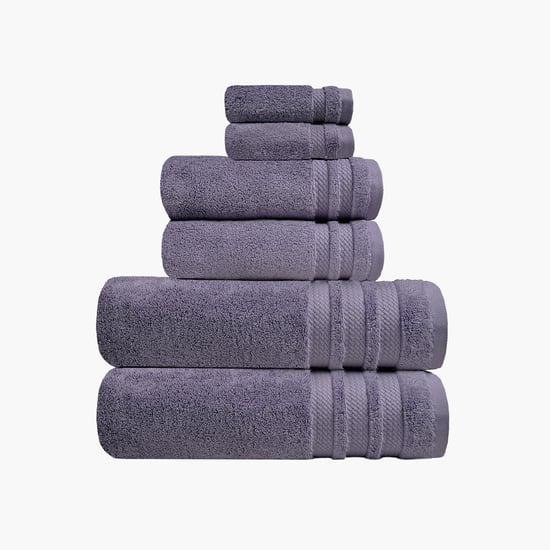 TRIDENT Finesse Purple Cotton Ultra Soft Zero Twist Towel Set - 6 Pcs