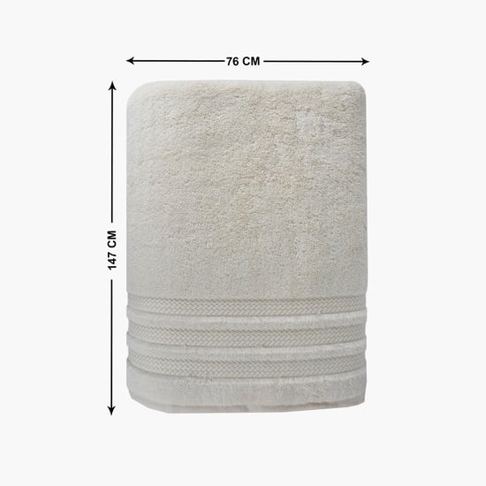 TRIDENT Soft and Plush Beige Solid Cotton Bath Towel - 76x137cm