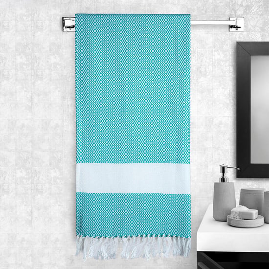 PORTICO Turkish Hamam Blue Textured Cotton Bath Towel - 75x150cm