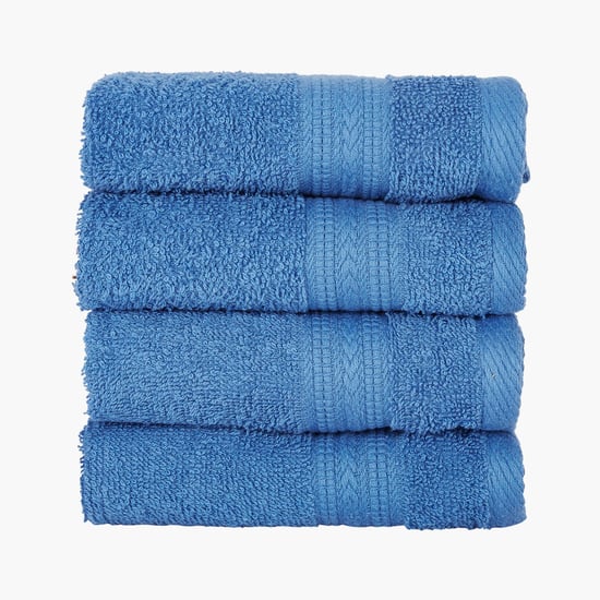 PORTICO Eva Blue Textured Cotton Face Towel - 30x30 cm - Set of 4