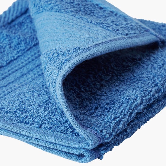 PORTICO Eva Blue Textured Cotton Face Towel - 30x30 cm - Set of 4