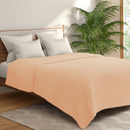 PORTICO Solace Peach Textured Cotton Queen Dohar - 224x244cm