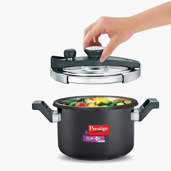 PRESTIGE Clip On Mini Svachh Black Aluminium Pressure Cooker - 3l