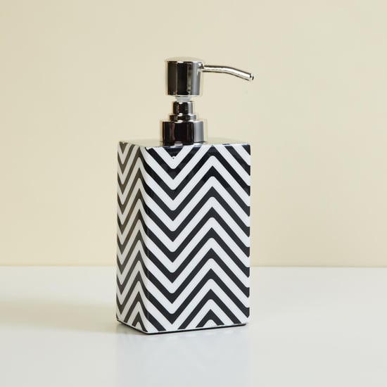 Andrey Black and White Printed Square Metal Soap Dispenser - 195ml