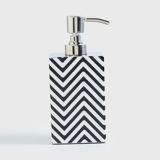 Andrey Black and White Printed Square Metal Soap Dispenser - 195ml