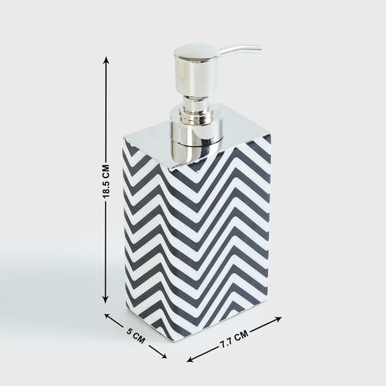 Andrey Black and White Printed Square Metal Soap Dispenser - 195ml