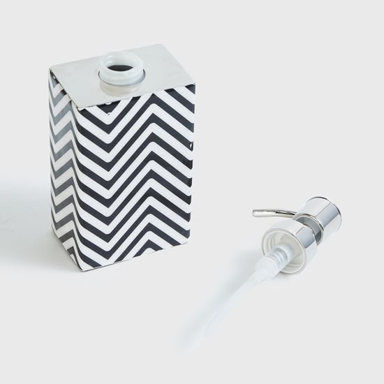 Andrey Black and White Printed Square Metal Soap Dispenser - 195ml