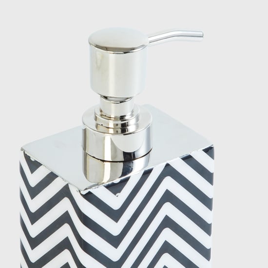 Andrey Black and White Printed Square Metal Soap Dispenser - 195ml