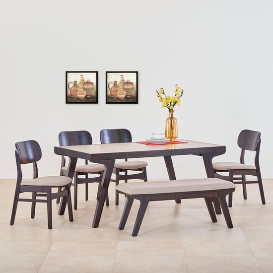 Kiro 6-Seater Dining Set with Chairs and Bench - Black