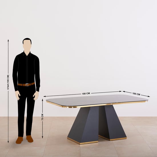 Monarch Black and Pink Glass Top 6- Seater Dining Table Set with 4 Chairs and 1 Bench