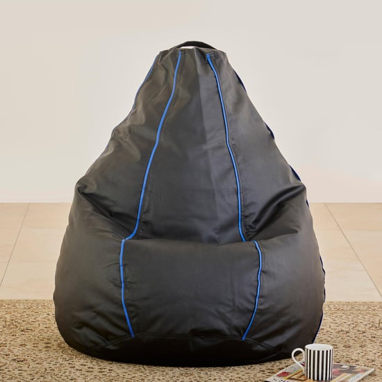 Classy Faux Leather XXL Bean Bag with Beans - Black