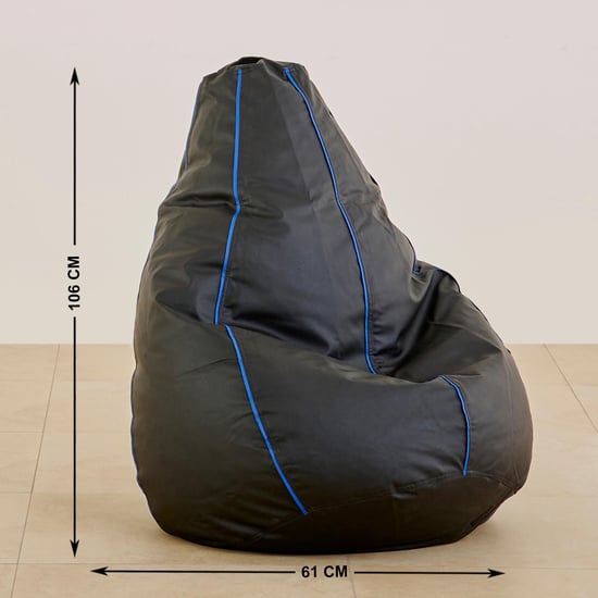 Classy Faux Leather XXL Bean Bag with Beans - Black