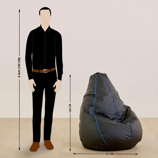 Classy Faux Leather XXL Bean Bag with Beans - Black