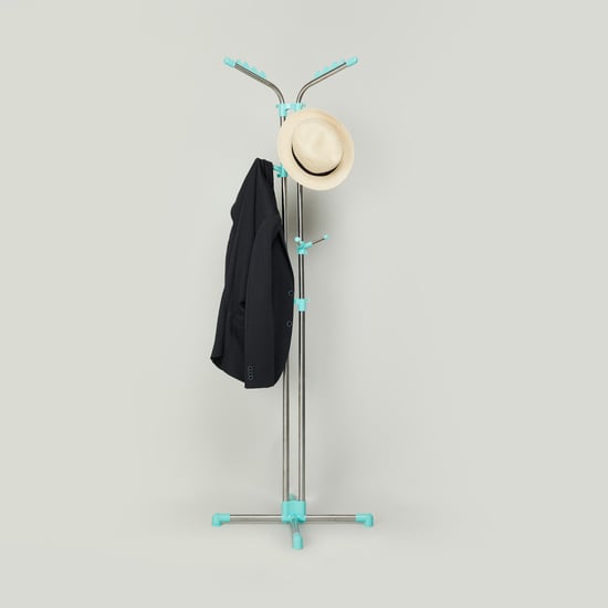 Omnia Teal Stainless Steel Hat and Coat Rack Stand Teal