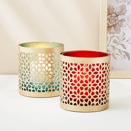 Raga Set of 2 Metal Votive Holders