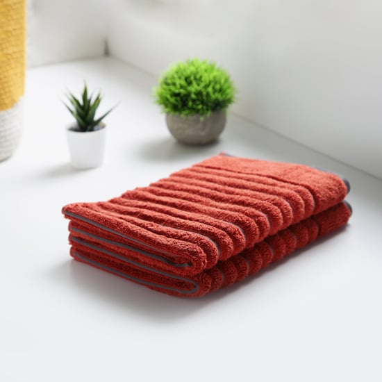 SPACES Exotica Set of 2 Cotton Striped Hand Towels 60x40cm Orange