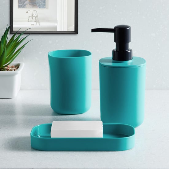 Everyday Essential Teal Polypropylene Bathroom Accessory Set - 3Pcs