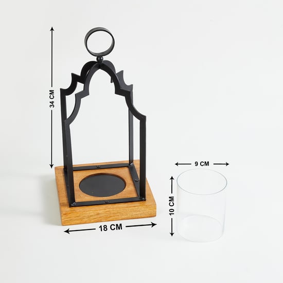 Corsica Fest Wood Base Hanging Lantern