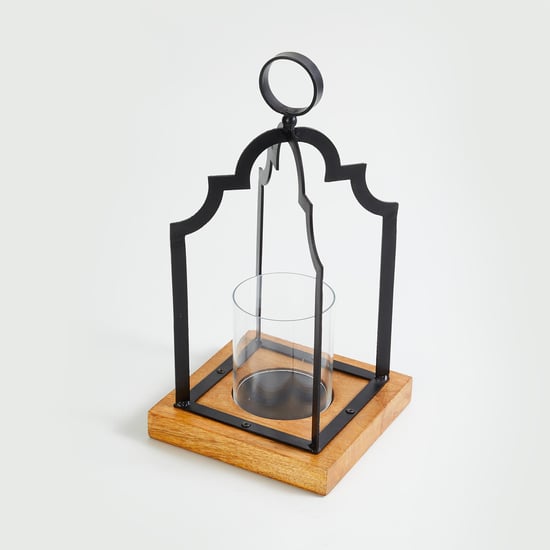 Corsica Fest Wood Base Hanging Lantern