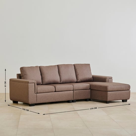 Signature NXT Arden Fabric 3-Seater Sectional Sofa with Right Chaise - Brown