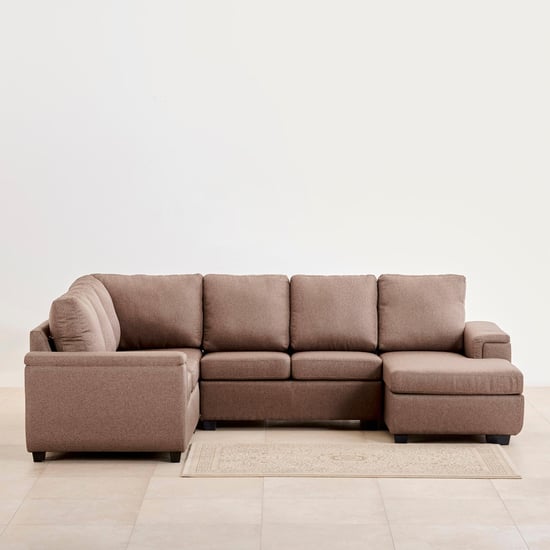 Signature Fabric 5-Seater Sectional Sofa with Right Chaise - Brown