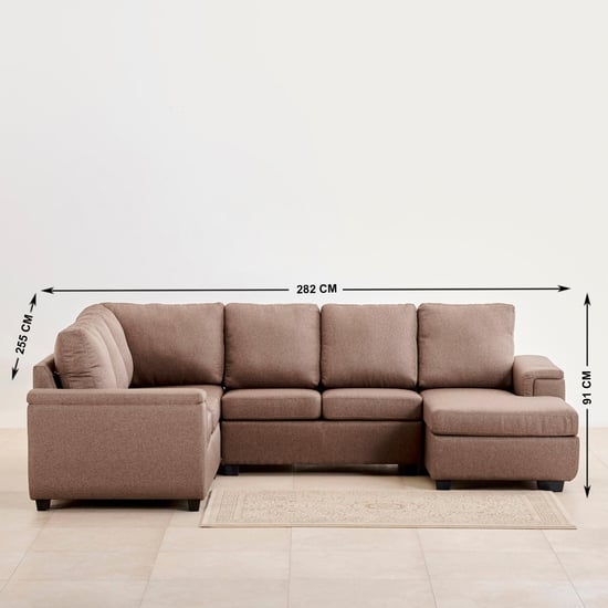Signature Fabric 5-Seater Sectional Sofa with Right Chaise - Brown