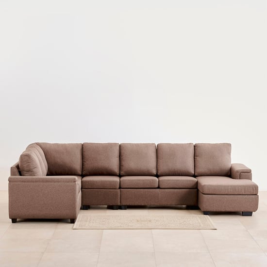Signature Arden Fabric 6-Seater Sectional Sofa with Right Chaise - Brown