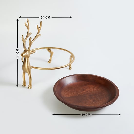Tropical Paradise Wood and Aluminium Reindeer Decorative Platter