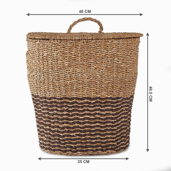 Wilton Cameron Seagrass and Iron Laundry Basket with Lid - 15L