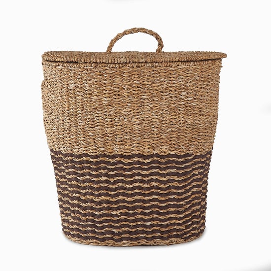 Wilton Cameron Seagrass and Iron Laundry Basket with Lid - 15L