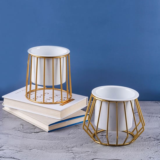 NUTURING GREEN Ottoman Multicolor Metal Planter Pot Stand