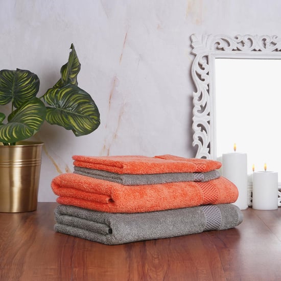 SPACES Atrium Plus Multicolour Textured Cotton Towel Set - 4Pcs