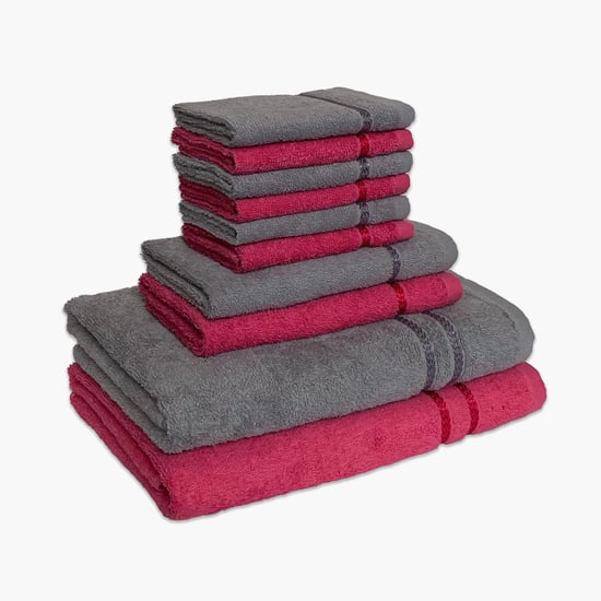 SPACES Seasons Multicolour Textured Cotton Towel Set - Set of 10