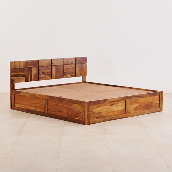Helios Rubix Sheesham Wood King Bed with Box Storage - Brown