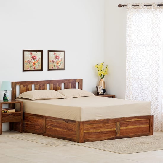 Helios Pico King Bed with Box Storage - Brown