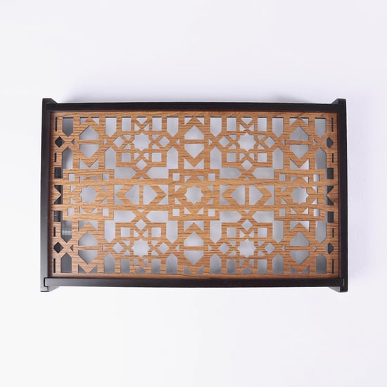 WONDERCHEF Casablanca Brown Ornamental Tile Wooden Serving Tray - 25x41cm