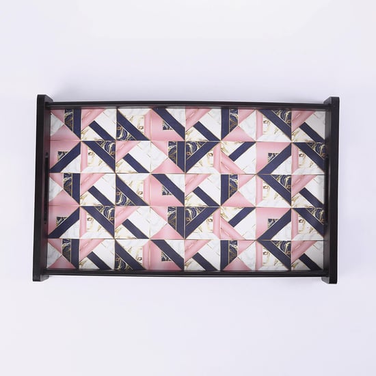 WONDERCHEF Casablanca Multicolour Marble Mosaic Motif Wooden Serving Tray - 25x41cm