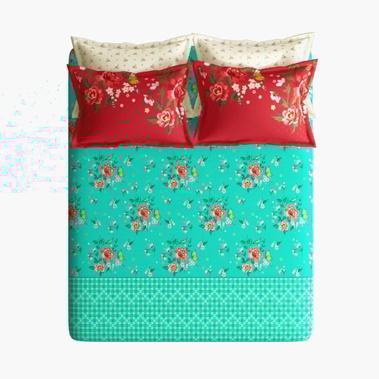 PORTICO Florique Cotton 144TC Printed 5Pcs Super King Bedsheet Set