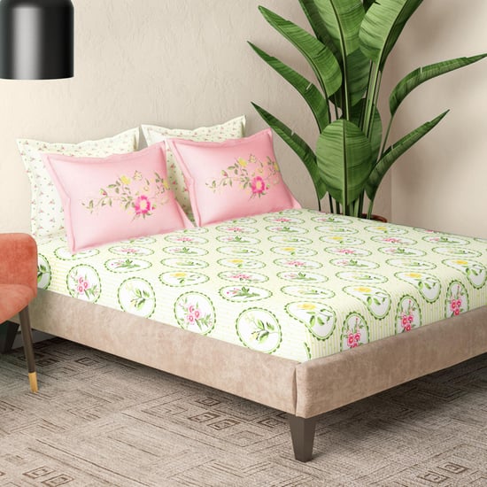 PORTICO Florique Cotton 144TC Printed 5Pcs Super King Bedsheet Set