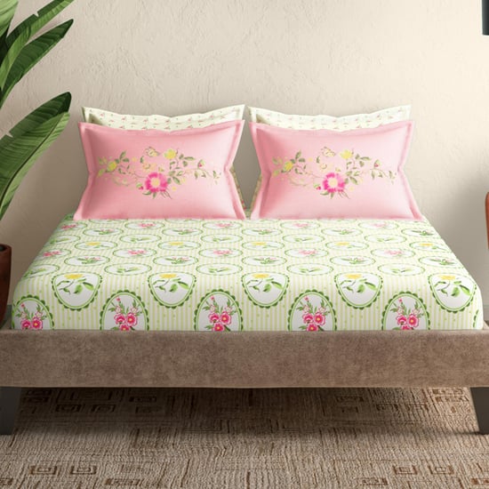 PORTICO Florique Cotton 144TC Printed 5Pcs Super King Bedsheet Set