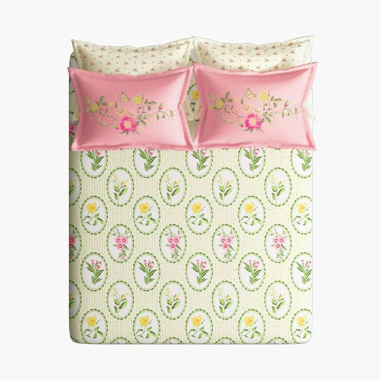 PORTICO Florique Cotton 144TC Printed 5Pcs Super King Bedsheet Set