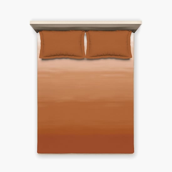 D'DECOR Esteem Ombre Collection Rust Printed Cotton King Bedsheet Set - 274 x 274 cm - 3 Pcs