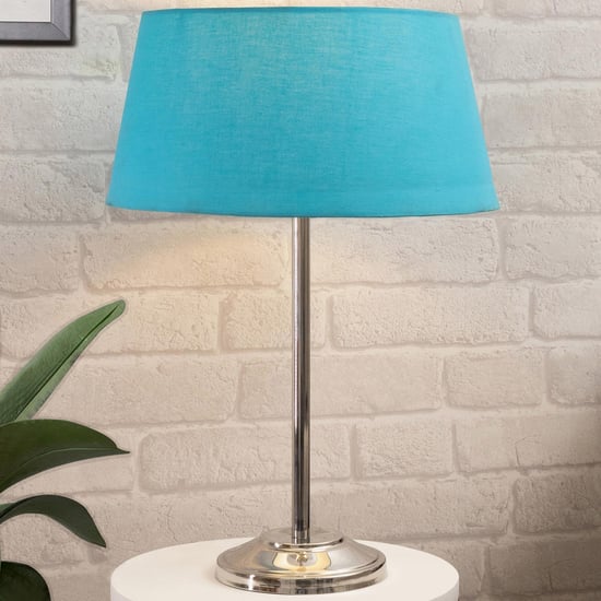 HOMESAKE Blue Metal Contemporary Electric Metal Table Lamp With Shade