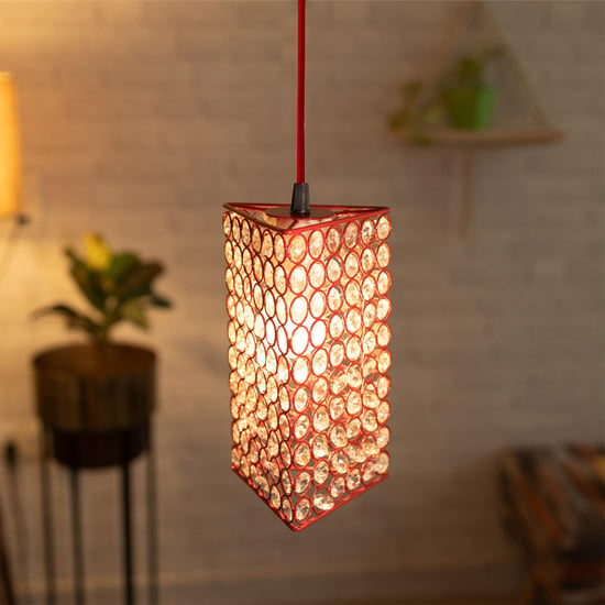 HOMESAKE Contemporary Decor Red Crystal Pendant Ceiling Light