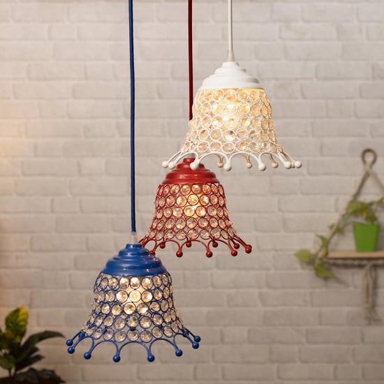 HOMESAKE Clear Crystal Embellished Cluster Umbrella Metal 3-Light Ceiling Lamp