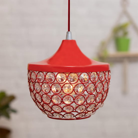 HOMESAKE Contemporary Decor Red Crystal Pendant Light